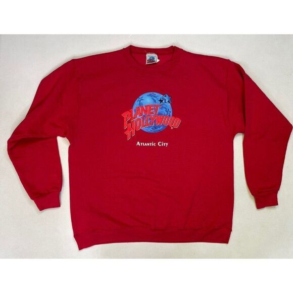 VINTAGE Planet Hollywood Atlantic City Graphic Crewneck Sweatshirt Men XL 90s - Picture 1 of 6